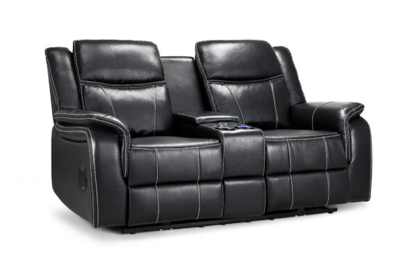 bedworld Galaxy Tech Recliner Black 2 Seater Sofa
