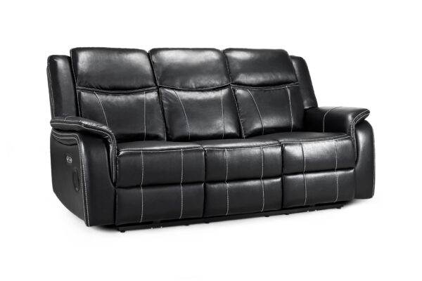 bedworld Galaxy Tech Recliner Black 3 Seater Sofa