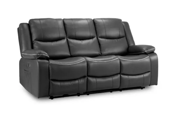 bedworld Harald Black Recliner 3 Seater Sofa