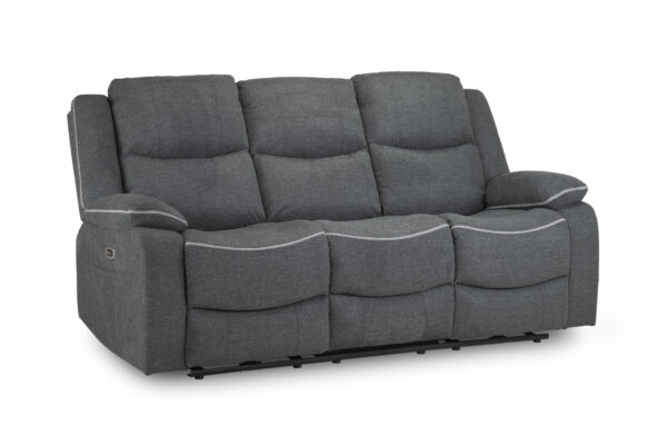 bedworld Harald Grey Fabric Recliner 3 Seater Sofa