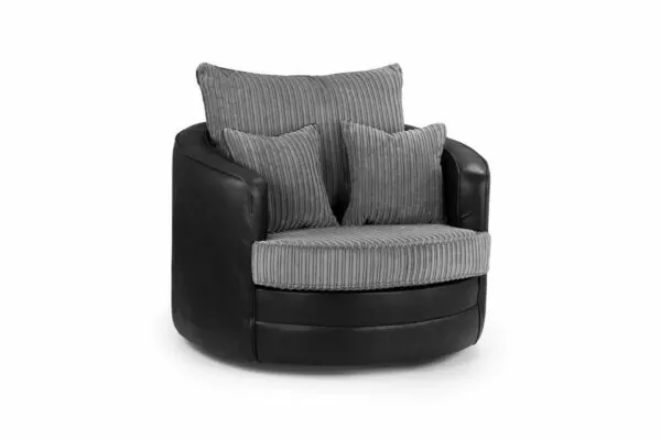 bedworld Logan Black-Grey Swivel Chair Sofa