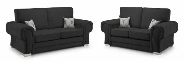 bedworld Verona Black 3+2 Set Fullback Sofa