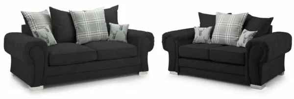 bedworld Verona Black 3+2 Set Scatterback Sofa