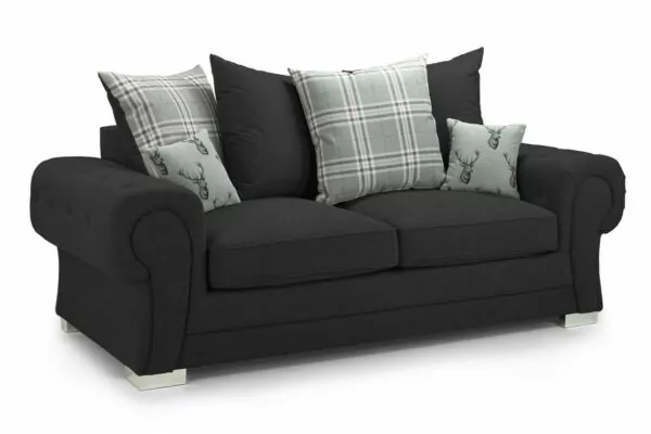 bedworld Verona Black 3 Seater Scatterback Sofa