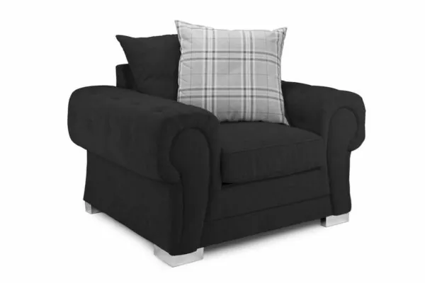 bedworld Verona Black Armchair Scatterback Sofa