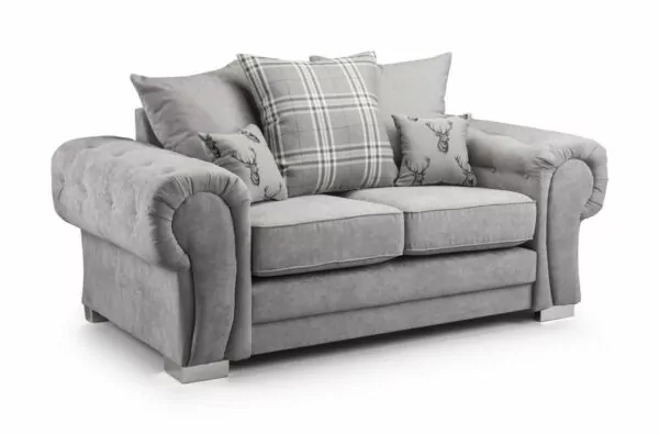bedworld Verona Grey 2 Seater Scatterback Sofa