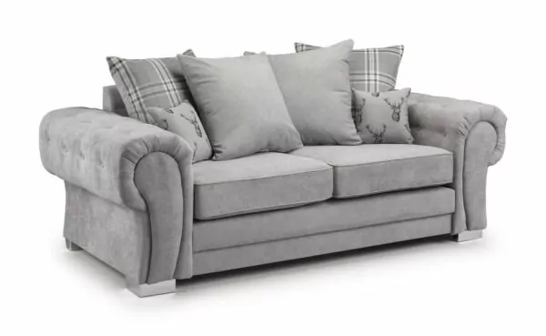 bedworld Verona Grey 3 Seater Scatterback Sofa
