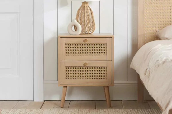 bedworld Birlea Croxley Rattan Oak 2 Drawer Bedside