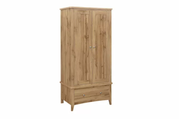 bedworld Birlea Hampstead Oak 2 Door 1 Drawer Wardrobe