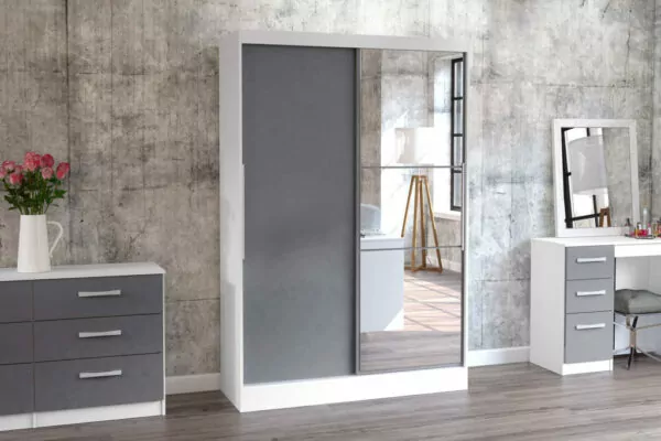 bedworld Birlea Lynx White & Grey 2 Door Sliding Wardrobe