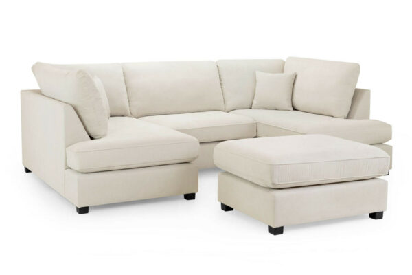 bedworld Carnaby Beige U Shape Corner Sofa Including Footstool