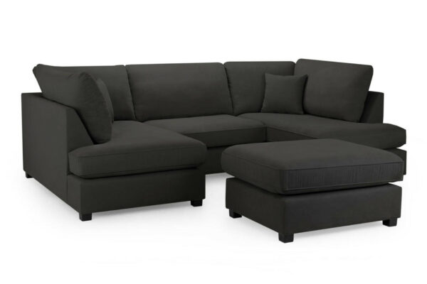 bedworld Carnaby Black U Shape Corner Sofa Including Footstool