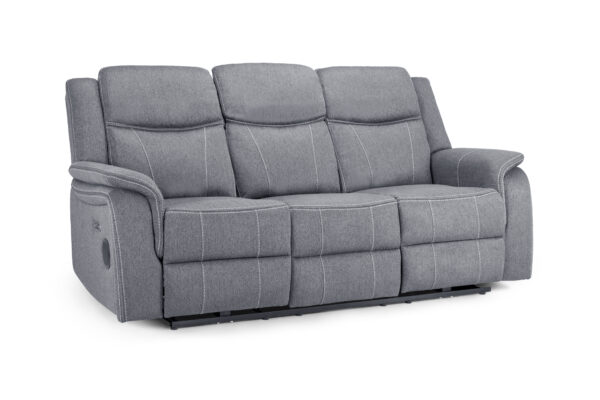 bedworld Galaxy Tech Recliner Fabric Grey 3 Seater Sofa