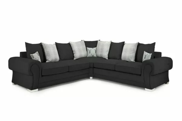 bedworld Verona Black Large Corner Scatterback Sofa