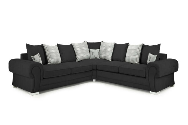 bedworld Verona Black Large Corner Scatterback Sofabed