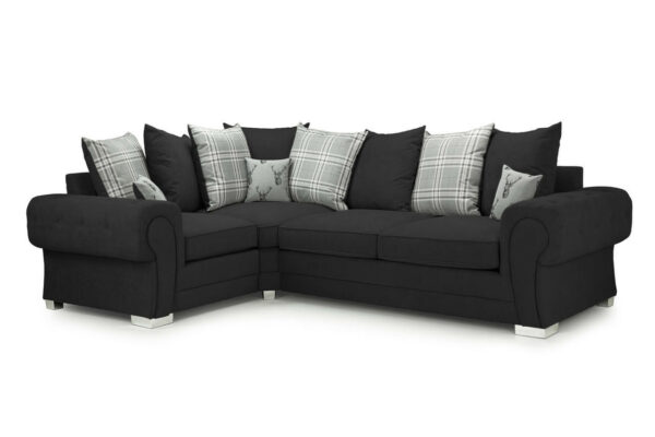 bedworld Verona Black Left Hand Facing Corner Scatterback Sofabed