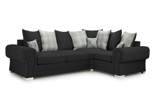 bedworld Verona Black Right Hand Facing Corner Scatterback Sofa