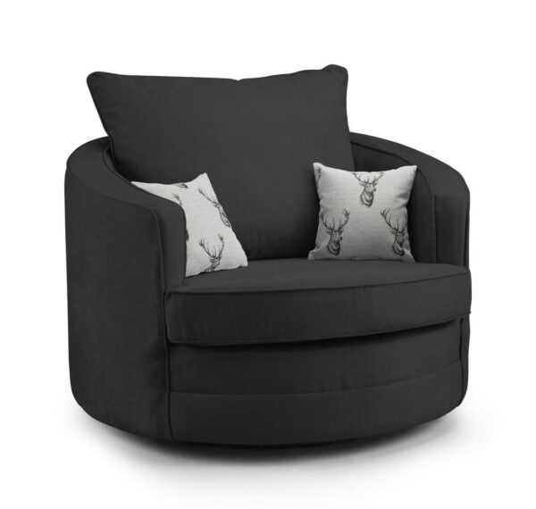 bedworld Verona Black Swivel Chair Scatterback Sofa