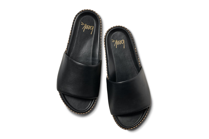 Beek Albatross Textile Leather Platform Sandal Black