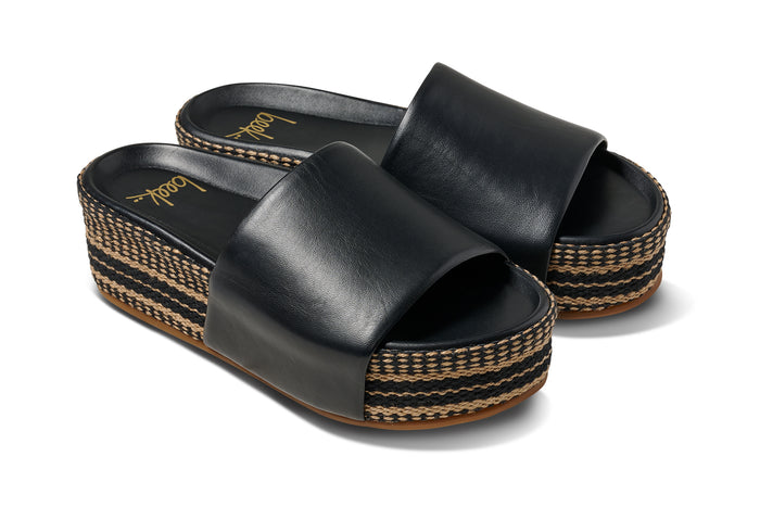 beek Albatross Textile Leather Platform Sandal Black