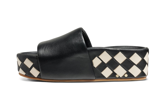 Beek Albatross Woven Leather Platform Sandal Eggshell/Black
