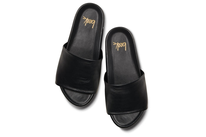 Beek Albatross Leather Platform Sandal Black