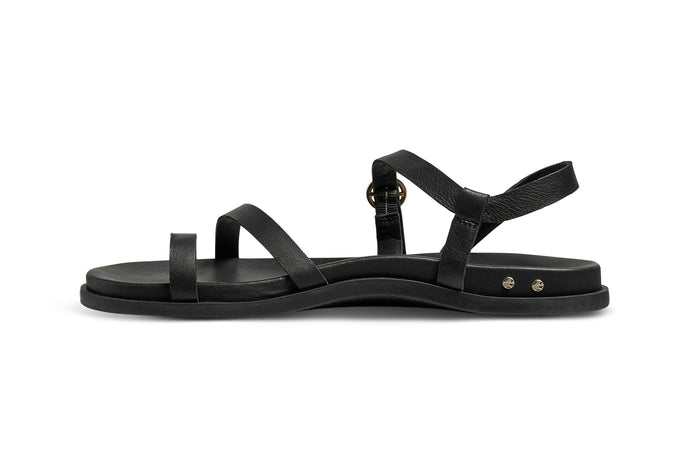 Beek Auklet Leather Toe-Ring Sandal Black