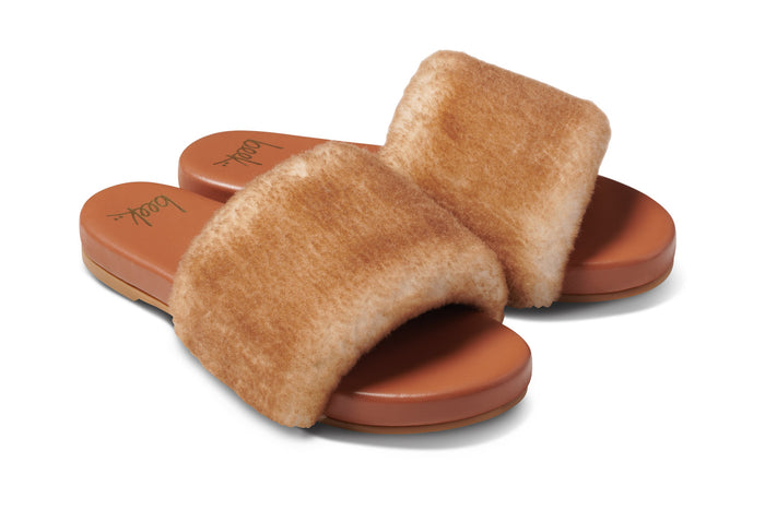beek Baza Shearling Slide Sandal Honey/Tan