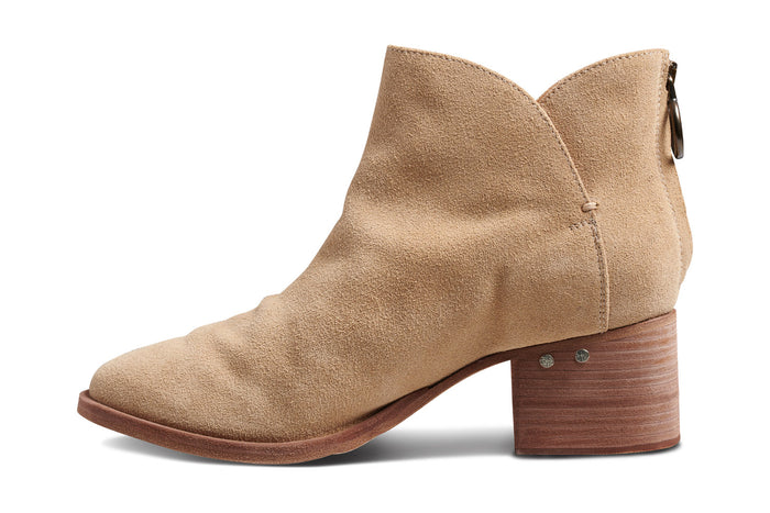 Beek Eagle Heeled Suede Boot Stone