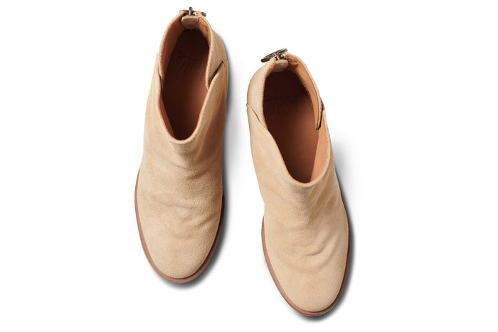 Beek Eagle Heeled Suede Boot Stone