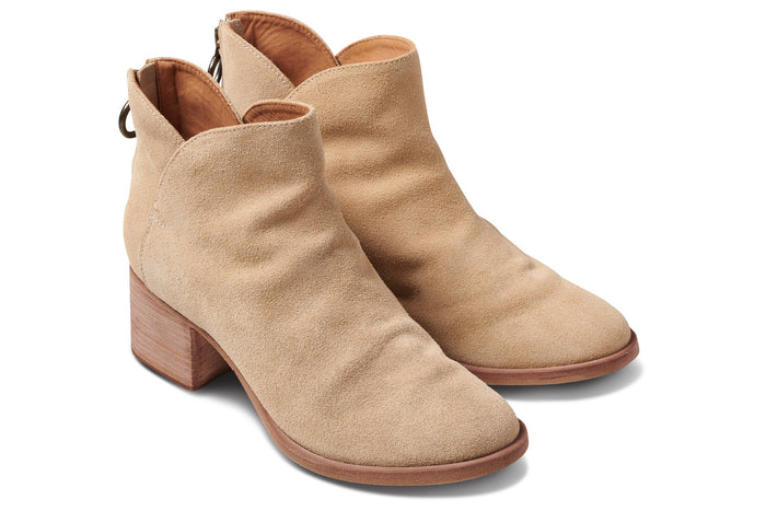 beek Eagle Heeled Suede Boot Stone