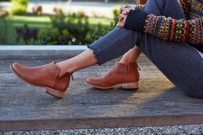 Beek Falcon Leather Ankle Bootie Cognac