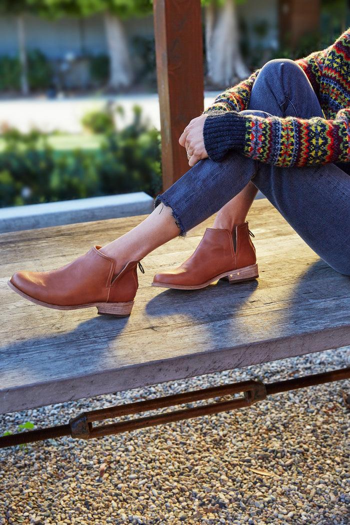 Beek Falcon Leather Ankle Bootie Cognac