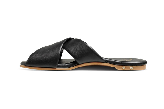 Beek Fernbird Leather Slide Sandal Black