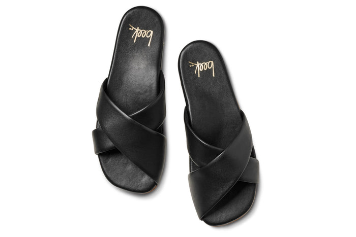 Beek Fernbird Leather Slide Sandal Black