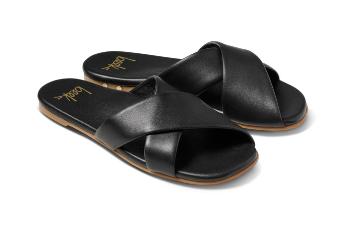 beek Fernbird Leather Slide Sandal Black
