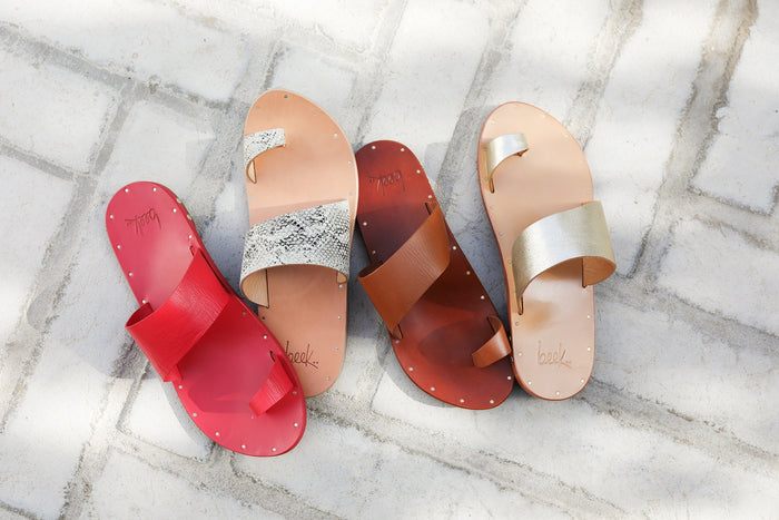 Beek Finch Leather Toe Ring Sandal Lipstick