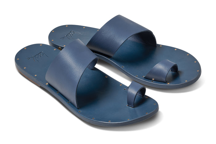 beek Finch Leather Toe Ring Sandal Navy