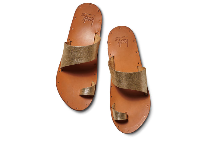 Beek Finch Leather Toe Ring Sandal Platinum/Honey