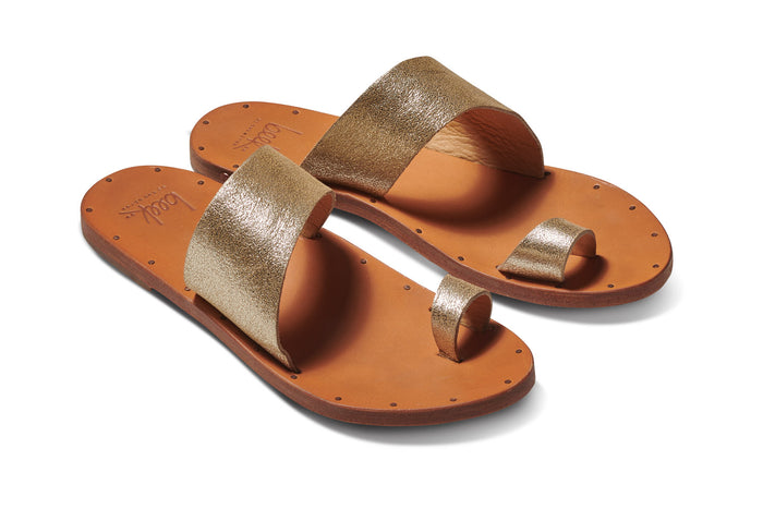 beek Finch Leather Toe Ring Sandal Platinum/Honey