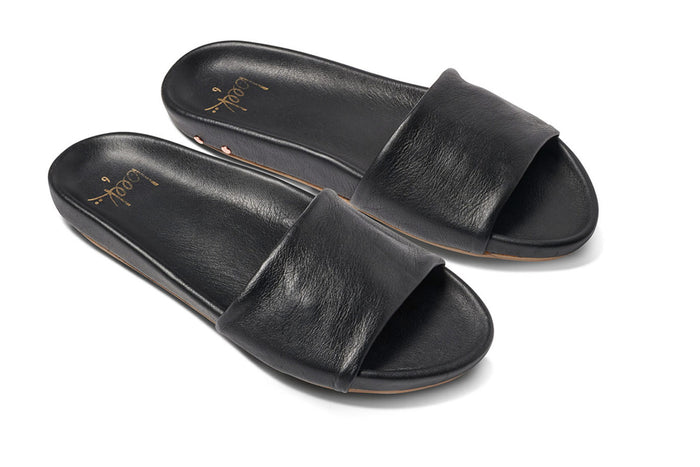 beek Gallito Leather Slide Sandal Black