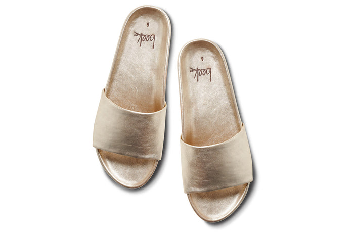 Beek Gallito Leather Slide Sandal Platinum