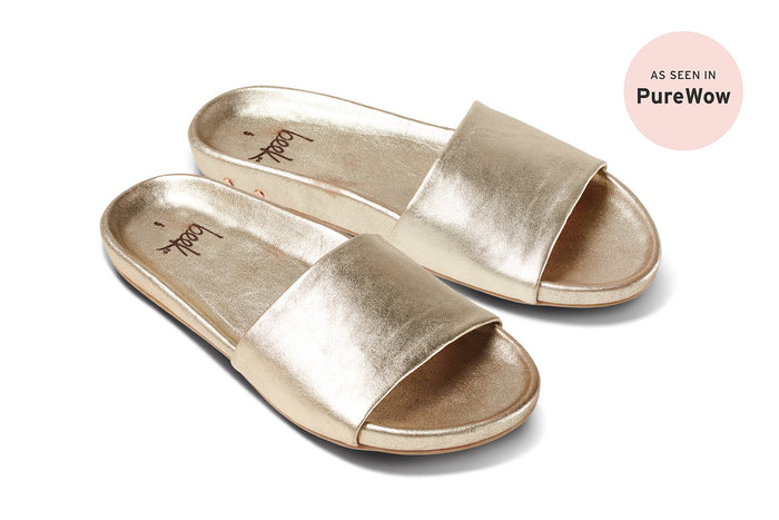 beek Gallito Leather Slide Sandal Platinum