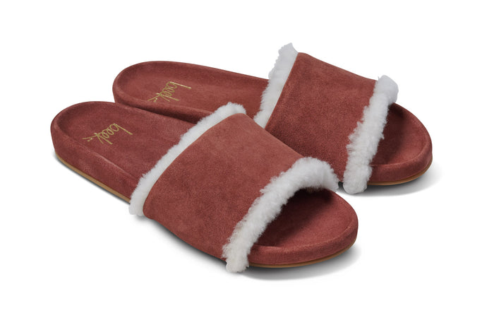 beek Gallito Shearling Slide Sandal Fig