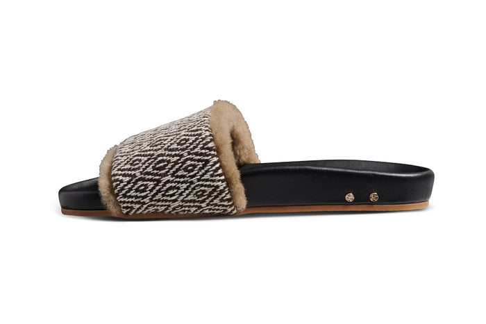 Beek Gallito Shearling Slide Sandal Multi/Black