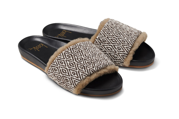 beek Gallito Shearling Slide Sandal Multi/Black