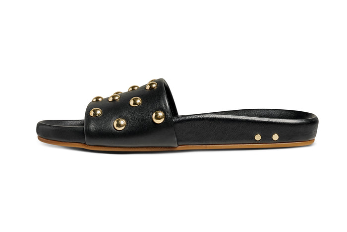 Beek Gallito Stud Leather Slide Sandal Black