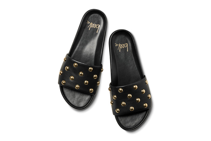 Beek Gallito Stud Leather Slide Sandal Black