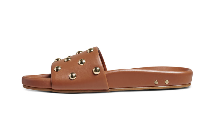 Beek Gallito Stud Leather Slide Sandal Tan