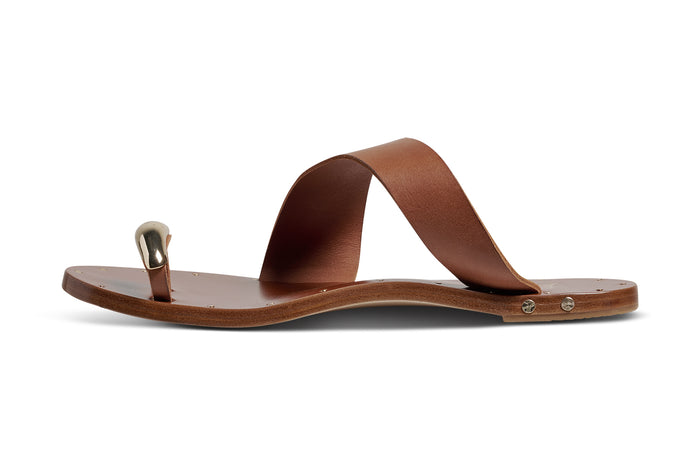 Beek Goldfinch Leather Toe-Ring Sandal Tan